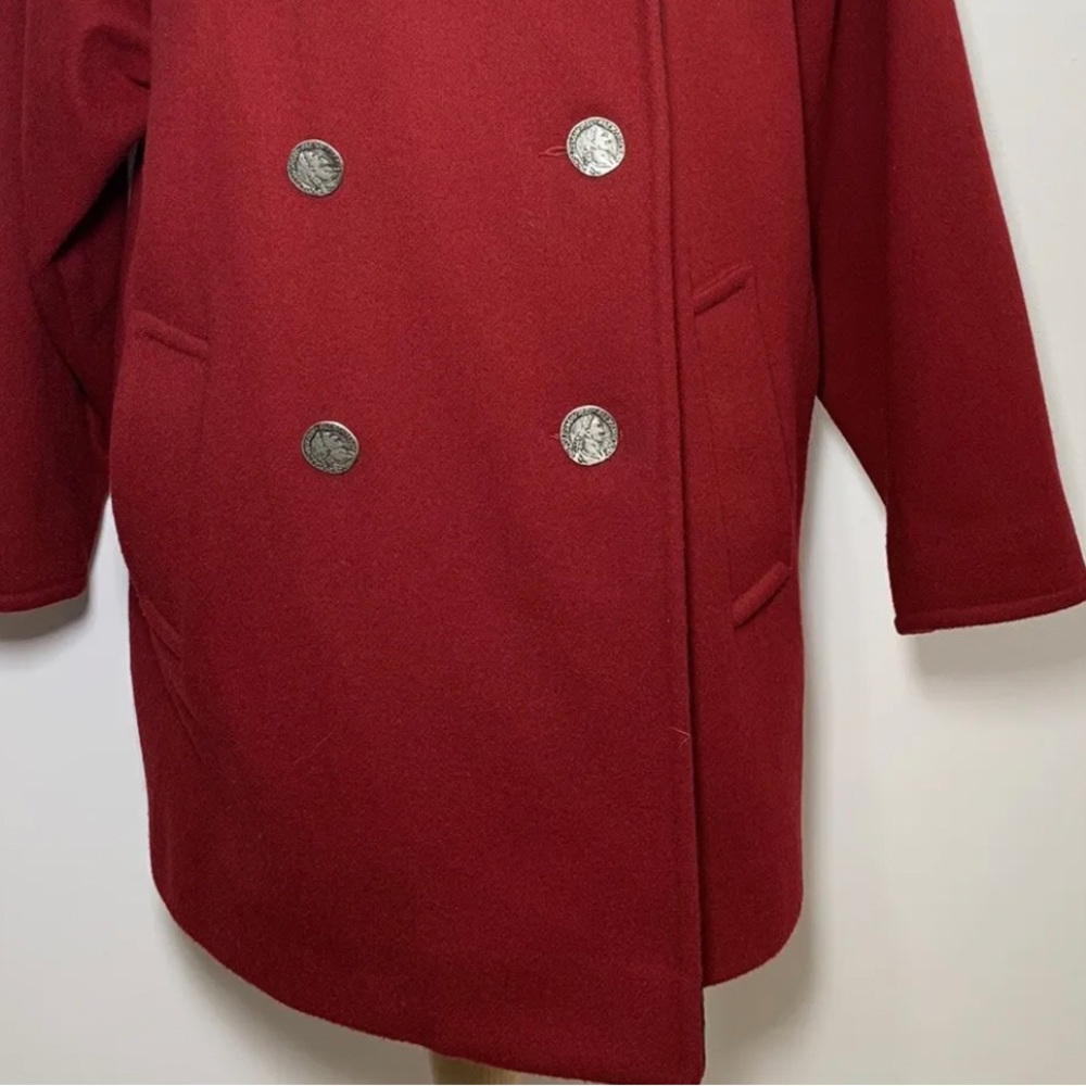 Steve By Searle Wool Coat Jacket Wool Red Winter Vintage US8 UK Size 12 - Picture 6 of 8